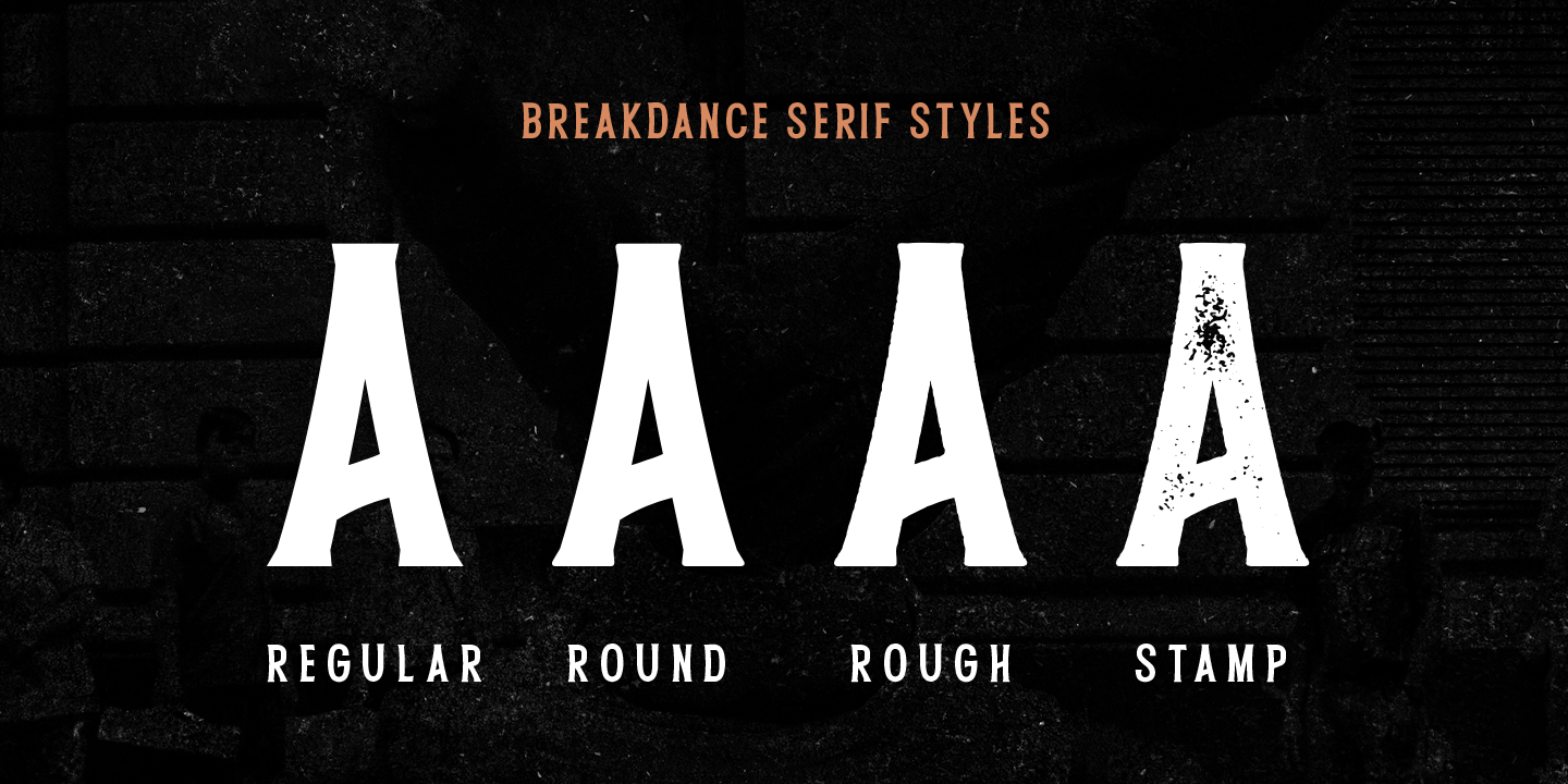 Beispiel einer Breakdance Reborn Serif Stamp Oblique-Schriftart